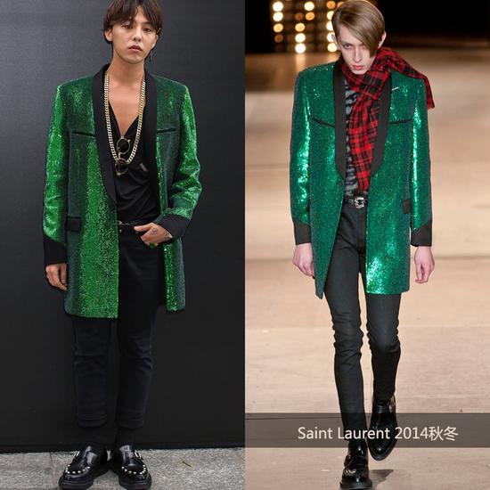 权志龙身穿Saint Laurent 2014秋冬系列男装