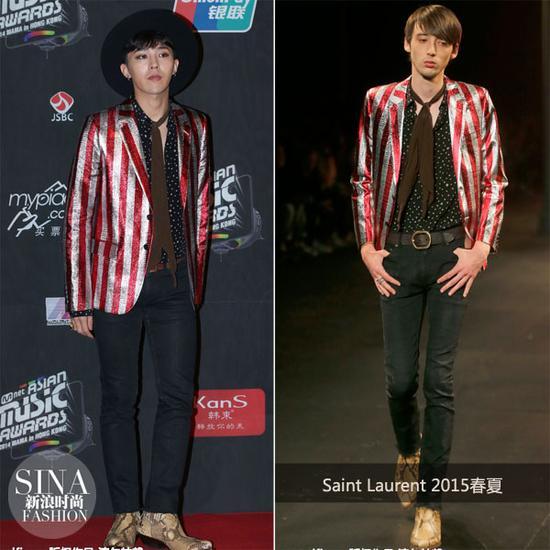 权志龙身穿Saint Laurent 2015春夏系列男装