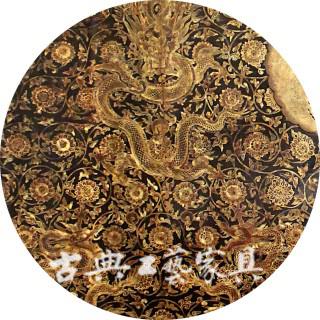 图3-3 黑漆描金缠枝莲龙纹顶箱柜(局部)
