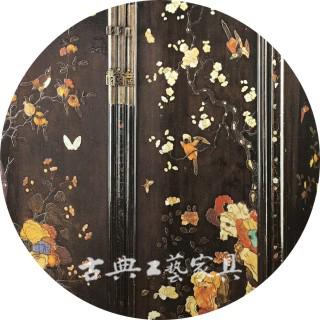 图2-3 黑漆百宝嵌花鸟纹圆角柜(局部)
