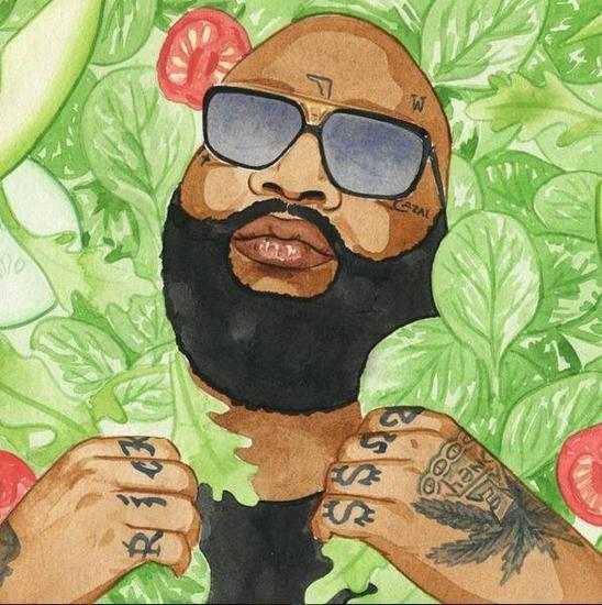 用色拉洗澡的 Rick Ross