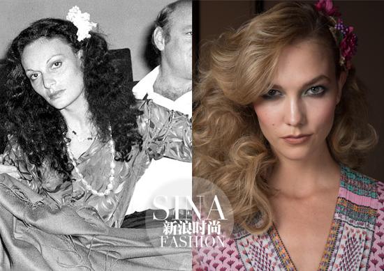70年代Diane的妆容和DVF2016春夏秀场上的妆容