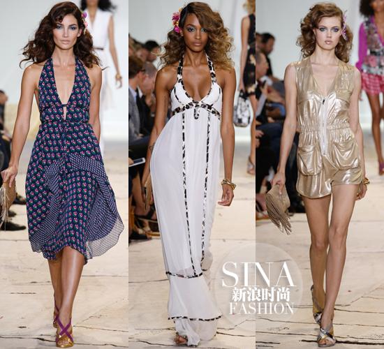 Diane von Furstenberg 2016春夏T台,左起:Lily Aldridge、Jourdan Dunn、Lindsey Wixson