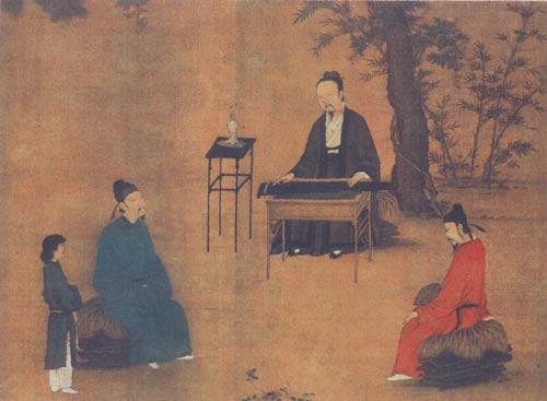 《听琴图》局部