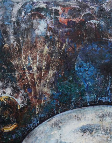 3、张鹏 《无限星空》布面油画150cm×120cm布面油画