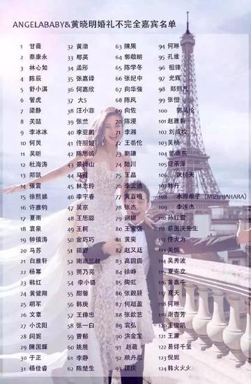 Baby晓明婚礼上的不完全明星嘉宾名单,请来了半个娱乐圈