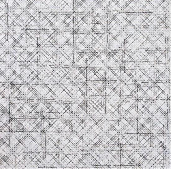 丁乙《十示2015-13》,椴木板上综合材料,240 x 240 cm