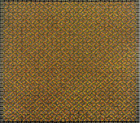 丁乙《十示 98-8》,成品布上丙烯,140 x 160 cm