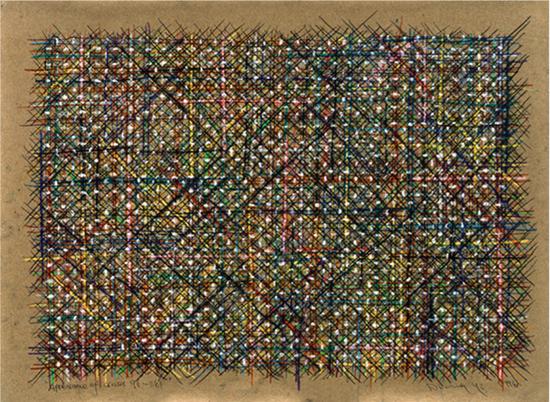 丁乙《十示96-B61》,粉笔、彩色铅笔、纸,56 x 76 cm