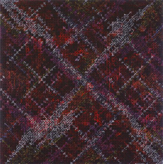 丁乙《十示 2014-9》,布上丙烯,200 x 200cm,2014年