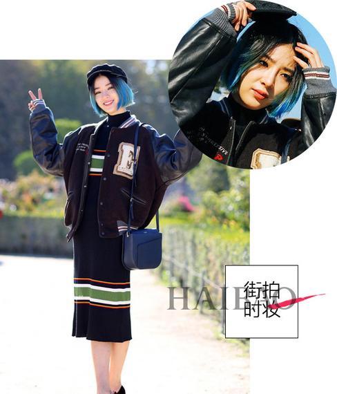 魔性渐变Bob头+黑色机车服