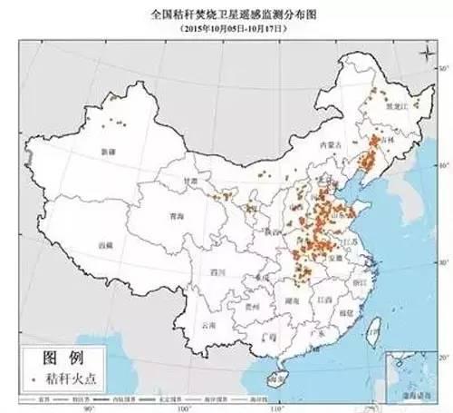 全国秸秆焚烧卫星遥感监测分布图