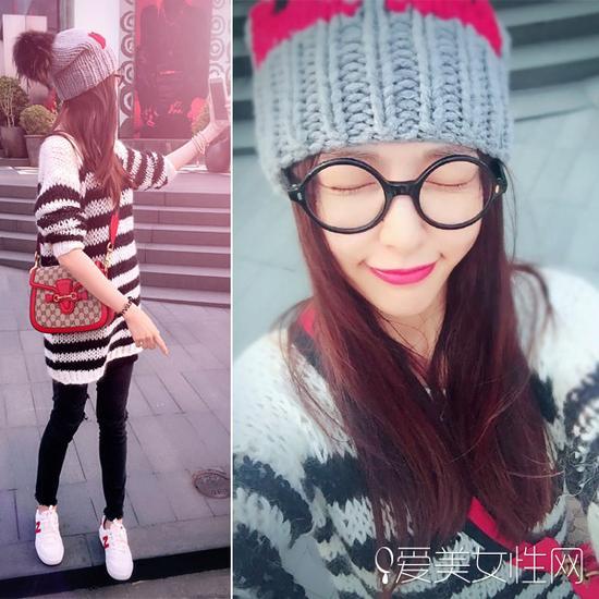 唐嫣晒毛线帽,Gucci包包