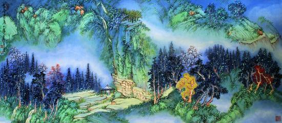 陈强 《数叠遥山丽如绮》 设色纸本