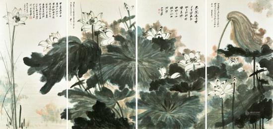 龙美术馆馆藏 张大千 荷堵野趣