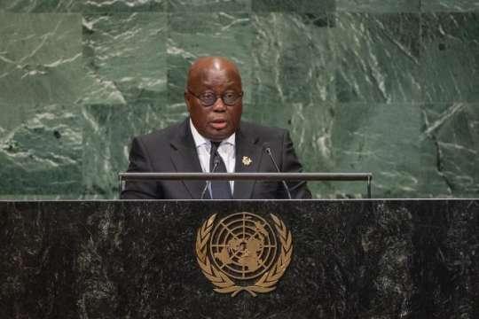阿库福-阿多在联合国大会上发表演讲 图源:Ghana News Agency