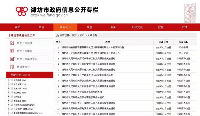 潍坊公布一批重要人事任免名单