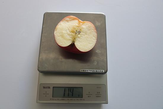 苹果测试前重量为114克