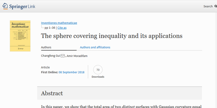 数学研究所桂长峰教授在世界顶级数学期刊发表