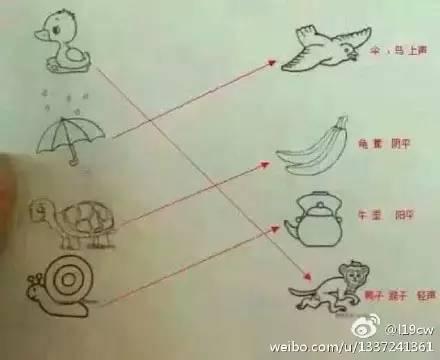 面对这道一年级连线题，我怀疑我上了假小学