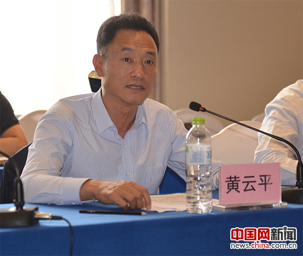 图为云南省宏观经济研究院院长黄云平介绍云南省互联互通方面的情况。