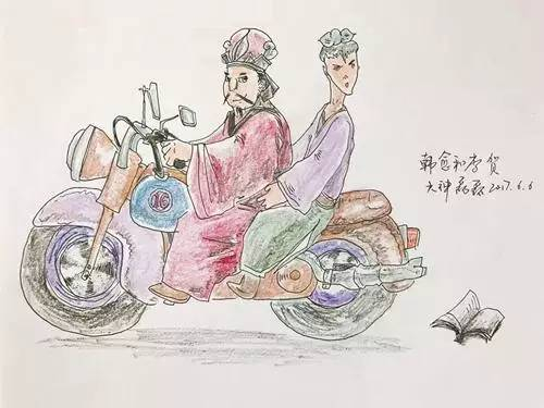 六神磊磊手绘“韩愈和李贺”。六神磊磊供图