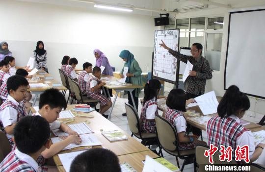 图为印尼“老师”(左)在指导华人子女(右)下中国象棋。 李慧珠供图