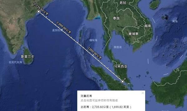 (从维沙卡帕特南基地到马六甲海峡的距离)