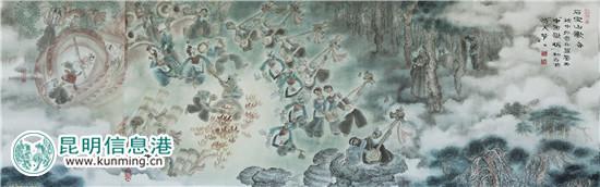 白族画家李维琨绘成50米国画长卷《南国瑰宝图》