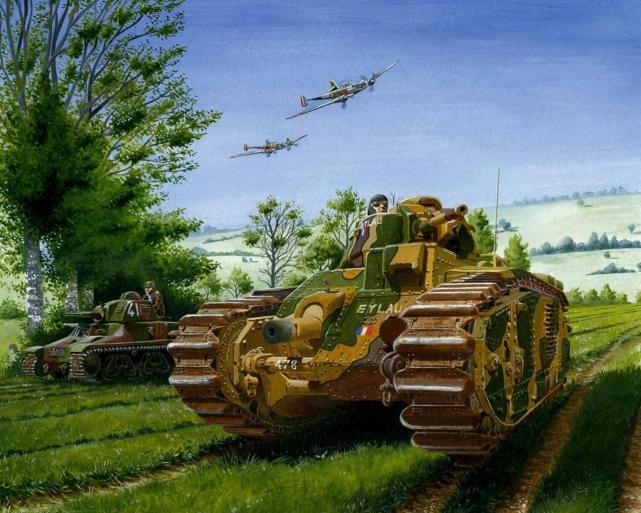 图片:像绘画中这样的空地一体化装甲突击在法国从来没有过,坦克都被单个配置给步兵使用。