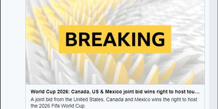 美国加拿大墨西哥获得2026年世界杯主办权