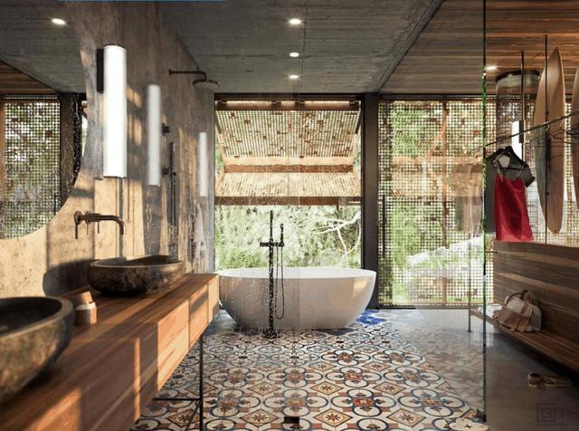 现代化浴室瓷砖创意，通过独特的瓷砖装饰出个性浴室风格