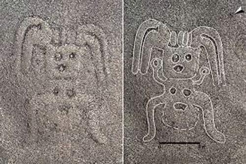 科学家在秘鲁纳斯卡发现新地画 惊现人形方头“怪物”图案