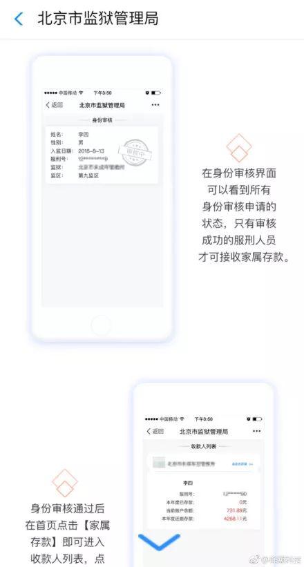 在支付宝实名认证审核之后，服刑人员家属扫码就能给服刑人员存款，为他