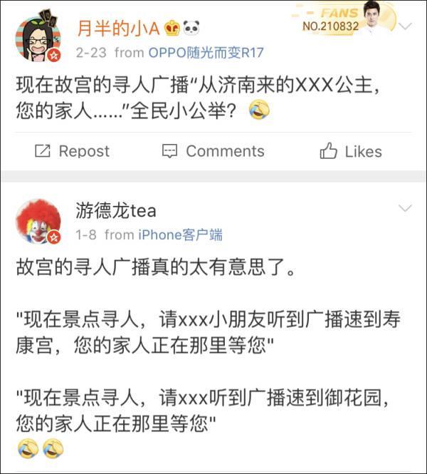 “请XX听到广播后到乾清宫”，在故宫走丢挺有面子？