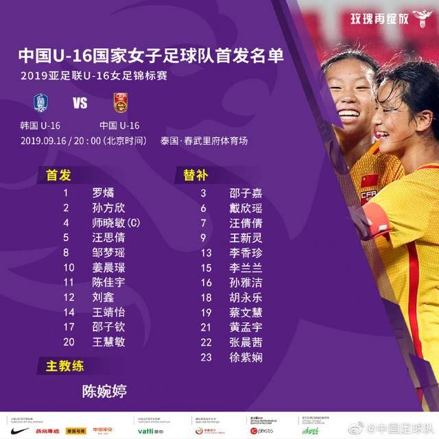 女足亚少赛：中国U16女足2-0韩国U16女足取开门红