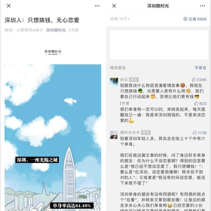 “深圳人只想搞钱，无心恋爱”破百万阅读，“写了一段爬虫，公司200多人被抓”成小号爆款 | 每日爆文