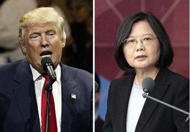 美国总统特朗普(左)和台当局领导人蔡英文(右)。