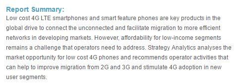 SA报告：低成本4G手机是网络效率和社会收益的关键