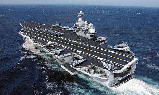 外界猜测中国国产003航母建成后的效果图