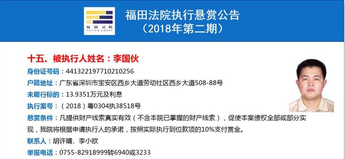 最高可获250万元赏金！福田法院重金悬赏找这37人