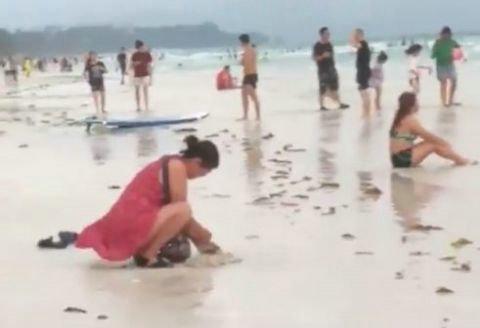 外国一女子将尿布埋在沙滩上 致海滩关闭以进行清理工作