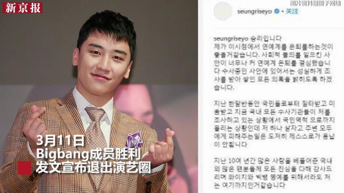 投资的夜店“涉毒和性犯罪” 韩国Bigbang成员胜利宣布退出演艺圈