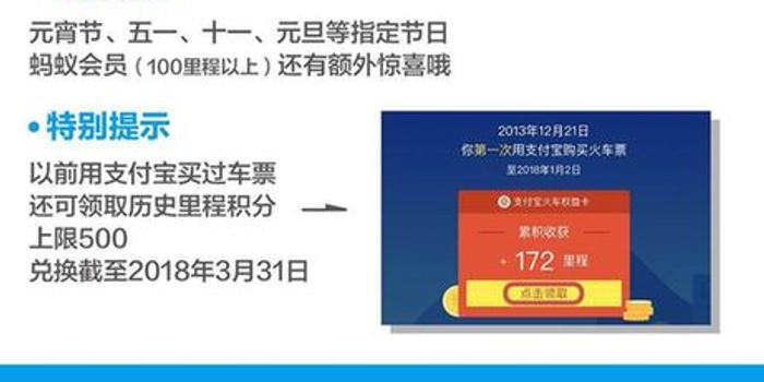 支付宝推出铁路里程计划 可享双重积分