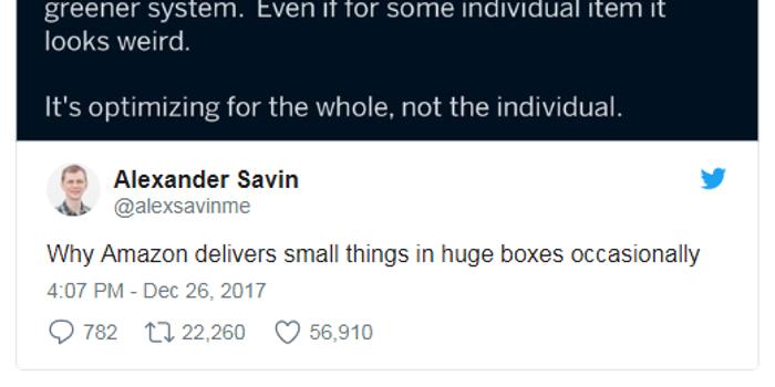 亚马逊有时用大盒子包装小件商品 国外网友讨