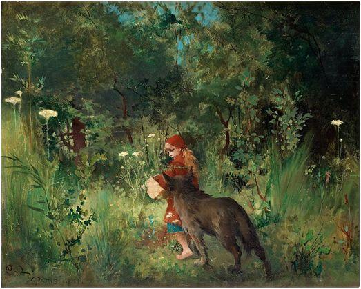 《小红帽与大灰狼》(作者:Carl Larsson)
