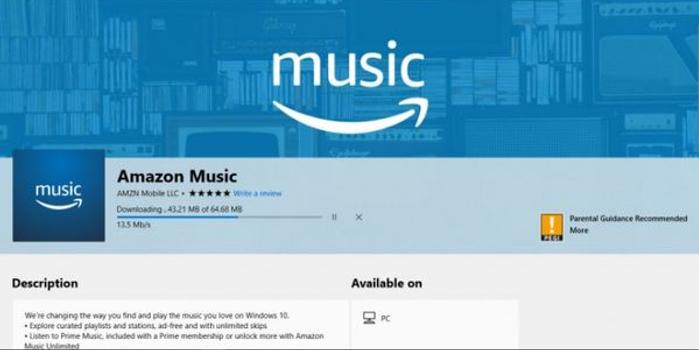 亚马逊音乐应用Amazon Music现身微软应用商城