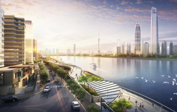 上海黄浦滨江一段960米亲水平台开放，位于南外滩滨水区