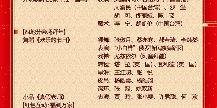 中央电视台《2018年春节联欢晚会》节目单