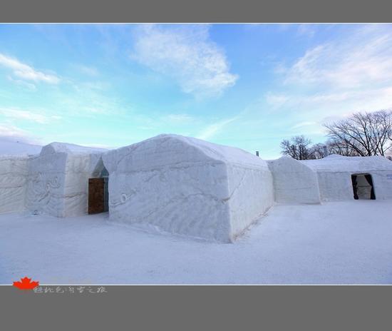 冰雪酒店,是以前魁北克的一个动物园改建的,属政府所有。远远望去一小片,很是新奇的。